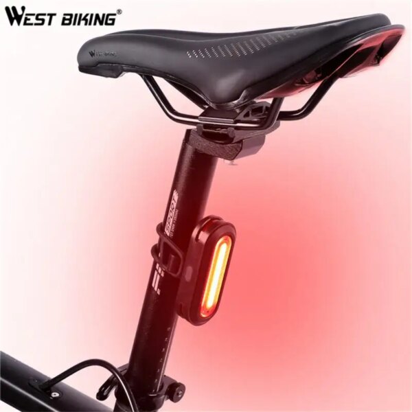 Luz trasera de bicicleta West Biking, rotación de 360 ​​grados, luz trasera de 600 Ma, resalta la bicicleta de carretera, bicicleta de montaña, linterna de conducción nocturna