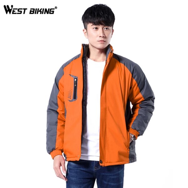 West Biking chaqueta deportiva al aire libre almohadilla de algodón chaqueta cálida para hombre abrigo senderismo pesca camping montar chaquetas impermeables a prueba de viento