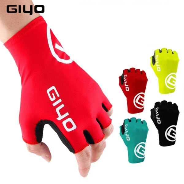 Guantes de medio dedo para ciclismo, cortavientos, antideslizantes, con pantalla táctil, tela de Lycra, guantes para Bicicleta de carretera