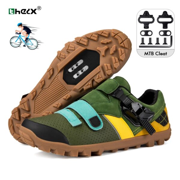 Zapatillas de ciclismo de invierno MTB con tacos SPD para hombre, zapatos para bicicleta todoterreno, botas para montar en Motocross, zapatos planos para ciclismo de montaña al aire libre