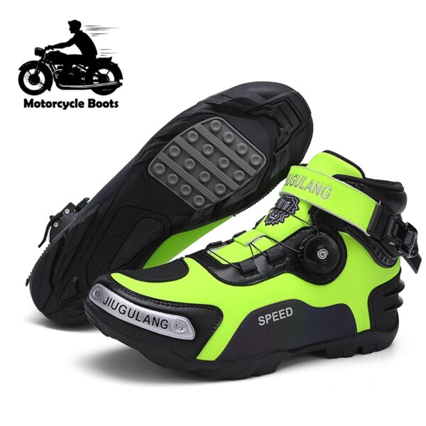 Botas de moto de invierno para hombre, zapatos de ciclismo todoterreno, zapatillas de carreras largas anticaída, botas protectoras de cambio de marchas para Motocross