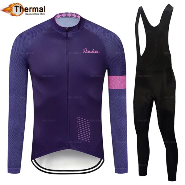 Equipo de invierno para hombre, Jersey térmico de manga larga y forro polar cálido, chaquetas y pantalones cortos, conjunto de Ropa para Ciclismo, abrigo todoterreno, Ropa de Ciclismo