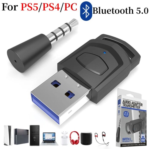 Receptor adaptador de auriculares inalámbrico para consola de juegos Sony PS5/PS4, accesorios para Juegos de PC, auriculares, transmisor de Audio Bluetooth 5,0