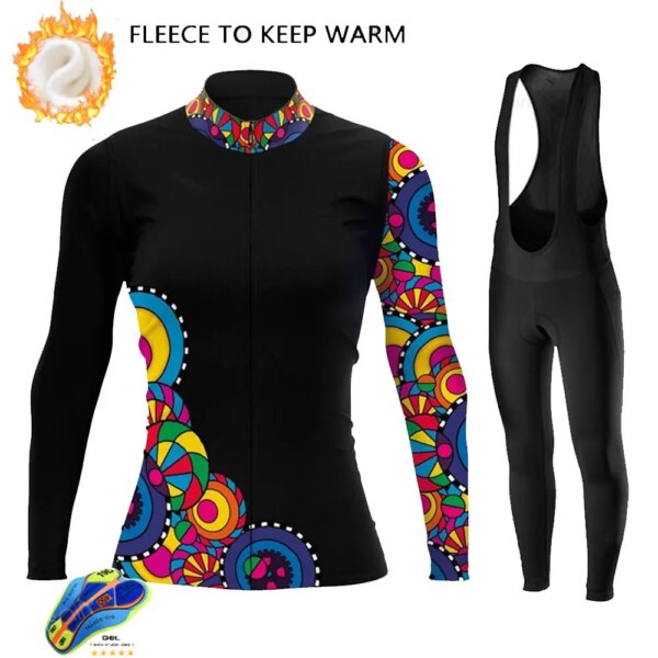 Conjunto de Jersey de Ciclismo para Mujer, Ropa de Ciclismo de lana para Mujer, Jersey de manga larga para Ciclismo de montaña, novedad de invierno de 2023