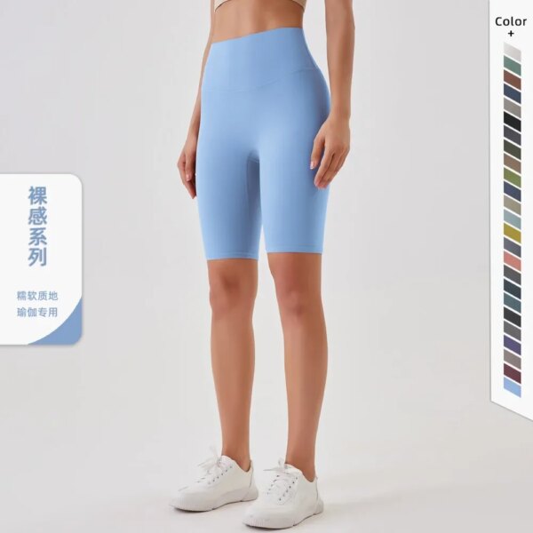 Pantalones cortos de ciclismo de cintura alta para mujer, pantalones cortos de Yoga, pantalones cortos ajustados a prueba de sentadillas, pantalones cortos ajustados de deporte y entrenamiento de secado rápido para gimnasio