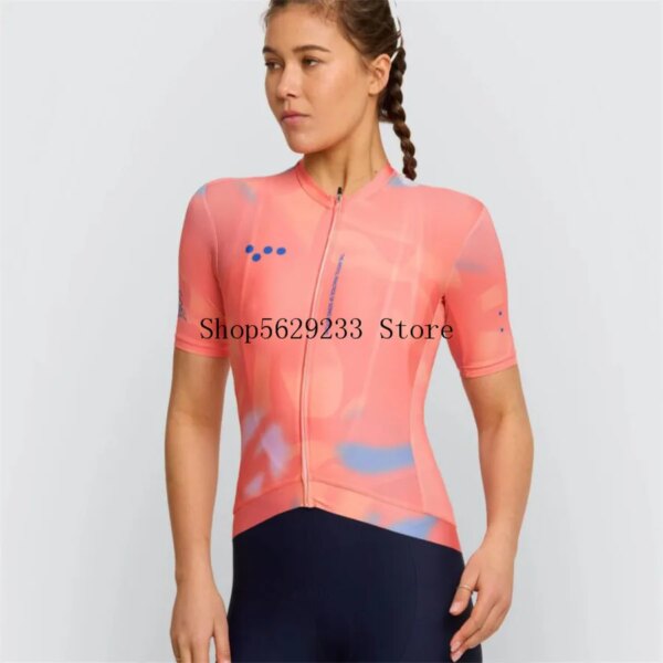 Ropa de Ciclismo para mujer, Jersey clásico de manga corta, pantalones cortos con pechera para bicicleta rosa y azul, Ropa de Ciclismo para exteriores 2024