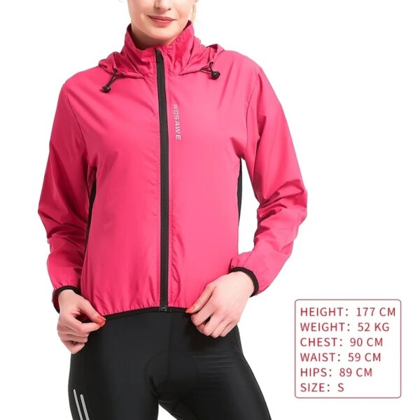 Chaqueta de lluvia para ciclismo para mujer, cortavientos con capucha a prueba de viento para bicicleta, camisetas de bicicleta de manga larga, impermeable para ciclismo MTB para mujer