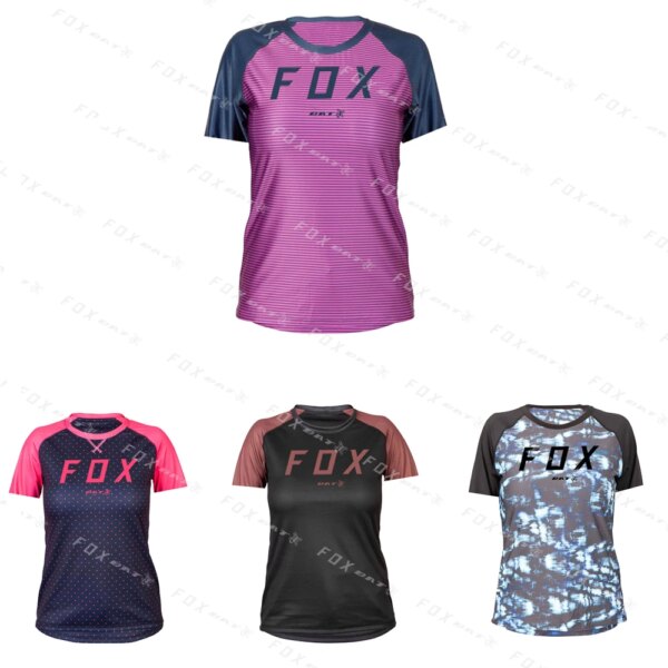 Camiseta de ciclismo para mujer, camiseta de manga corta para ciclismo de montaña, Bat Fox, Jersey de secado rápido para Motocross, ropa deportiva para motocicleta