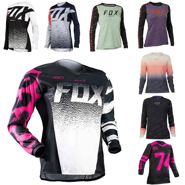 Jerseys de manga larga para mujer, camisetas para ciclismo de montaña BAT FOX, camisetas para descenso, camiseta para motocicleta todoterreno DH, ropa deportiva para Motocross