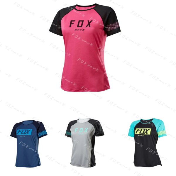 Las mujeres de manga corta Jersey para descensos DH Off Road Mountainbike Bat Fox Mtb Jersey de secado rápido Motocross montaña ciclismo Jersey