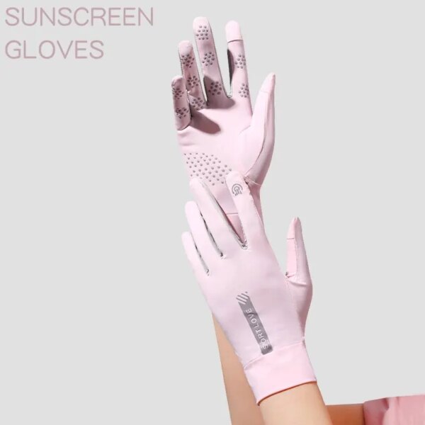 Guantes de seda helada con protección solar para mujer, guantes con protección solar de verano, moda para ciclismo, conducción, correr, guantes finos con protección UV