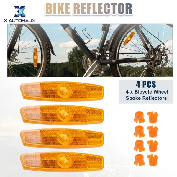 X Autohaux Reflectores de Bicicleta Reflector de Advertencia de Bicicleta para Bicicleta 11.4x2.8x1cm ABS Amarillo Blanco 4 Piezas Accesorios de Ciclismo