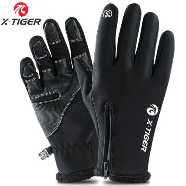 X-TIGER Otoño Invierno guantes de lana para bicicleta pantalla táctil guantes de dedo completo guantes largos de muñeca cálidos para ciclismo