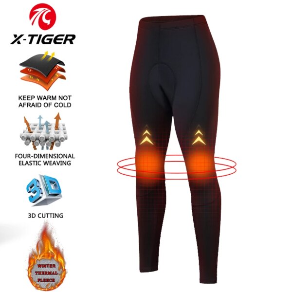 Pantalones X-TIGER para bicicleta para mujer, pantalones térmicos de invierno para bicicleta, almohadilla de Gel 5D, pantalones con tirantes de ciclismo, equipo de ciclismo