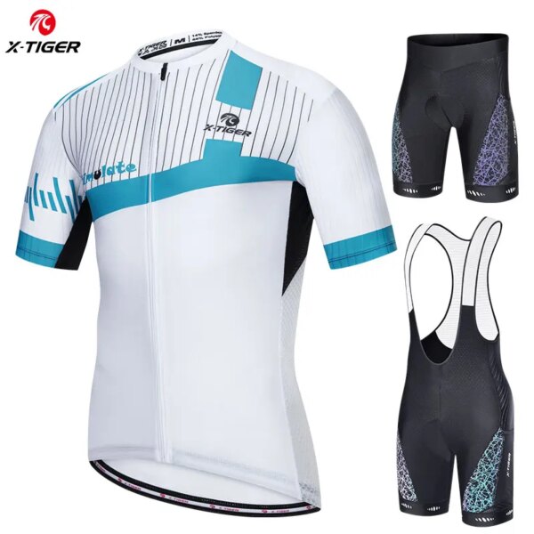 Conjunto de camisetas de bicicleta de X-TIGER, Ropa Deportiva de secado rápido para verano, Maillot, Ropa de Ciclista, conjunto de Ciclismo de carreras de montaña para hombre