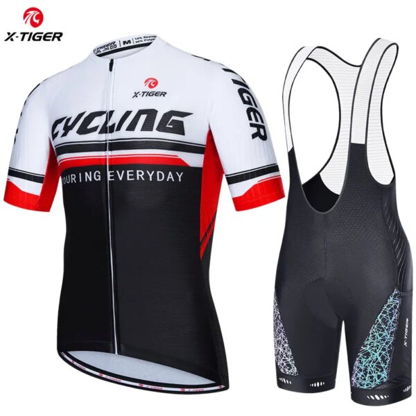 X-TIGER Conjunto de Jersey de Ciclismo Maillot Ciclismo Hombre transpirable MTB conjunto de bicicleta Jersey de Ciclismo deportivo y pantalones cortos de Ciclismo reflectantes