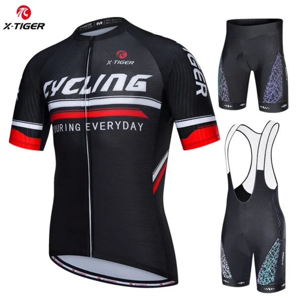 Conjunto de Ciclismo de X-TIGER, pantalón corto de bicicleta, pechera corta de manga, nuevo sistema de actualización, conjunto de Jersey de Ciclismo, camisa transpirable