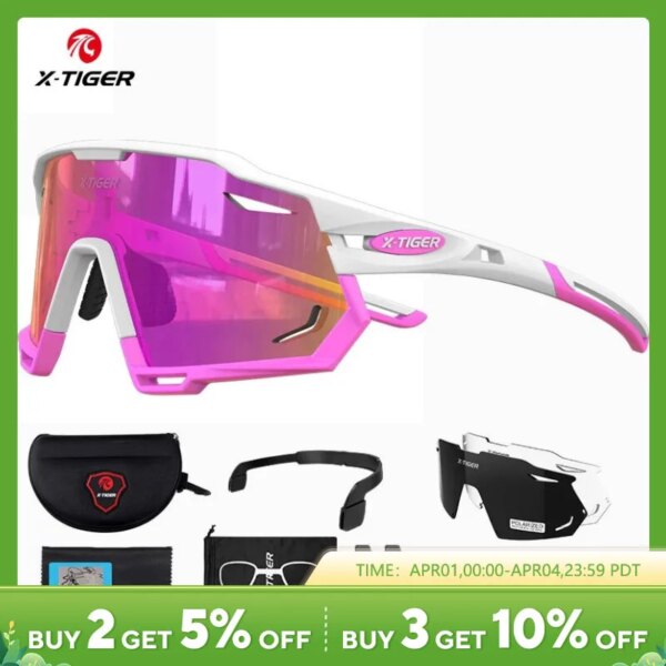 X-TIGER gafas de sol para ciclismo, nuevo diseño Original, montura blanca, gafas deportivas UV400 Esay, instalar bicicleta polarizada para hombres, carreras MTB