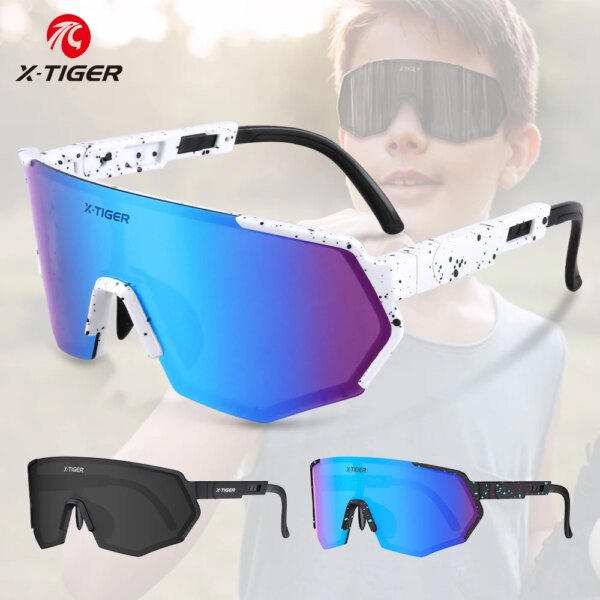 X-TIGER Gafas de sol de ciclismo para niños, gafas de béisbol para niñas y niños jóvenes, gafas de sol para bicicleta de carretera y exteriores para niños de 8 a 14 años