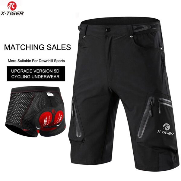 X-TIGER-pantalones cortos de ciclismo para hombre, transpirables, para deportes al aire libre, con múltiples bolsillos, para ciclismo de montaña, sueltos