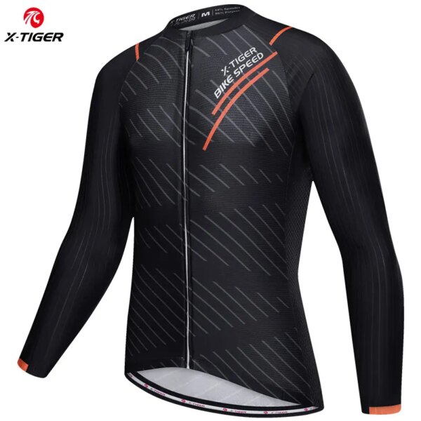 X-TIGER de ciclismo para hombre, Jersey de manga larga para ciclismo de montaña, Jersey de ciclismo deportivo para exteriores, Jersey transpirable para bicicleta de otoño