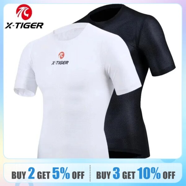 X-TIGER de Ciclismo para Hombre, camiseta interior transpirable de secado rápido con capas Base para bicicleta, Maillot de Ciclismo de malla de poliéster para Hombre