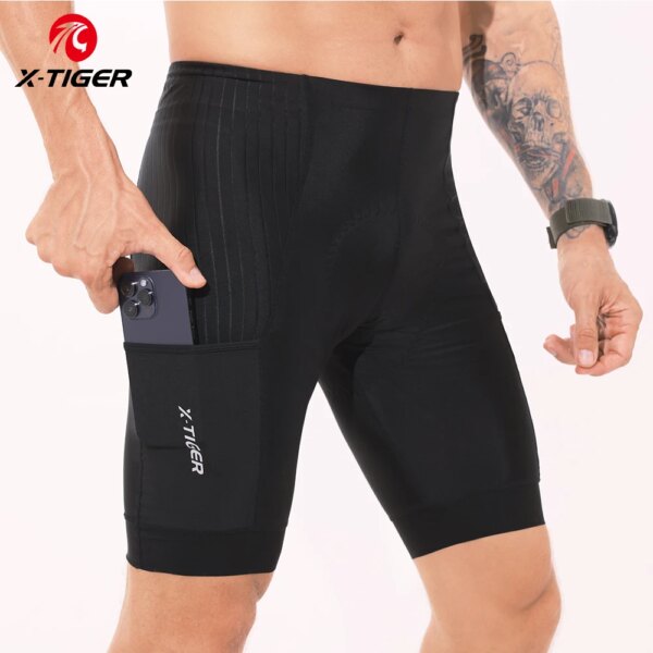 Pantalones cortos de ciclismo para hombre de X-TIGER, pantalones cortos de ciclismo profesional con cojín de espuma de alta densidad para ciclismo de montaña y carretera, pinza de pierna de 5 CM