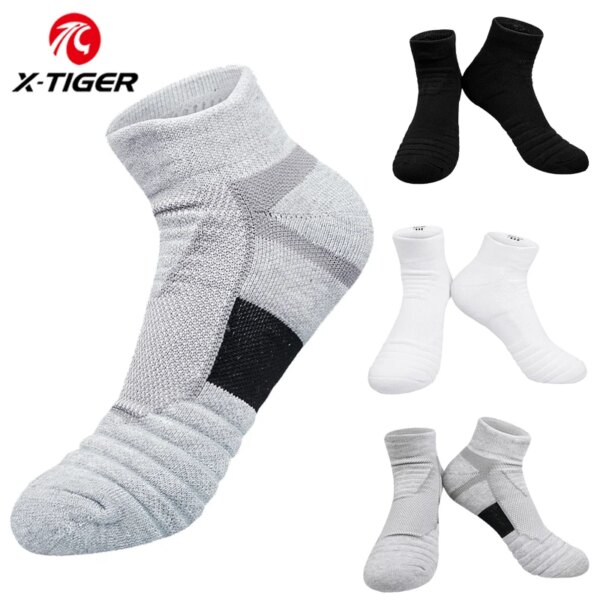 Calcetines deportivos X-TIGER de algodón transpirables para hombre, calcetines de ciclismo de malla informales atléticos, pantalón corto informal hasta el tobillo de alta calidad