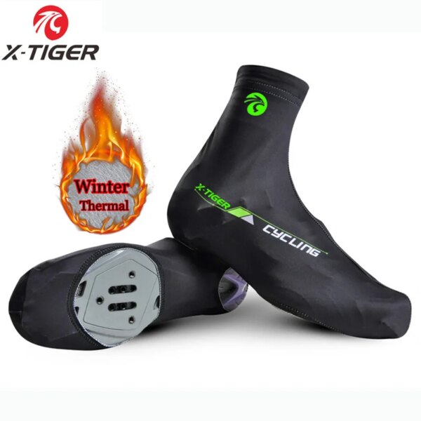 X-TIGER-cubrezapatos térmicos de lana para ciclismo, cubrezapatos de invierno que mantienen el calor, resistentes al viento, para ciclismo