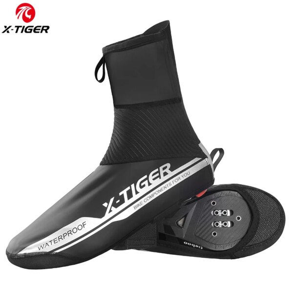 X-TIGER-Protector para calzado de ciclismo, reflectante, resistente al agua, a prueba de viento, para bicicleta de montaña, cubrezapatos para ciclismo de invierno