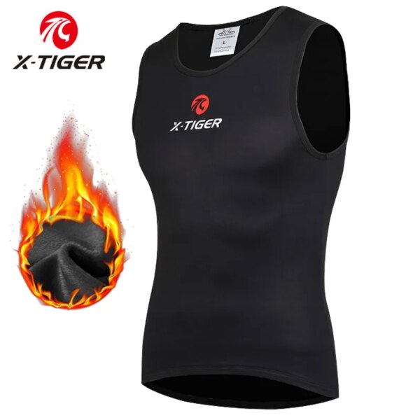 X-TIGER de invierno para ciclismo, capa Base sin mangas de lana, camisetas deportivas para bicicleta, camisa sin mangas para mantener el calor, ropa interior cálida para bicicleta