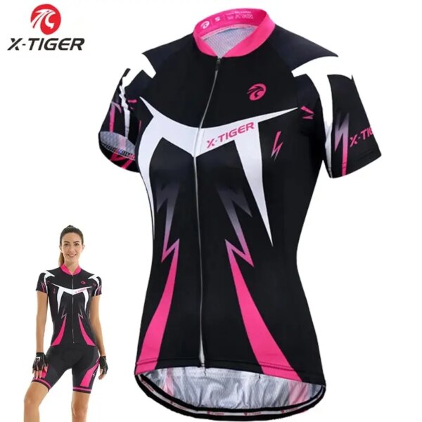 X-TIGER-Camiseta de ciclismo para mujer, ropa de ciclismo Anti-UV de verano, ropa de bicicleta de montaña de secado rápido, Jersey corto