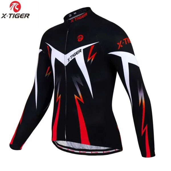 X-tiger-Camiseta de Ciclismo de manga larga para hombre, Ropa deportiva para bicicleta de montaña, Kit de Ropa de Ciclismo, Maillot