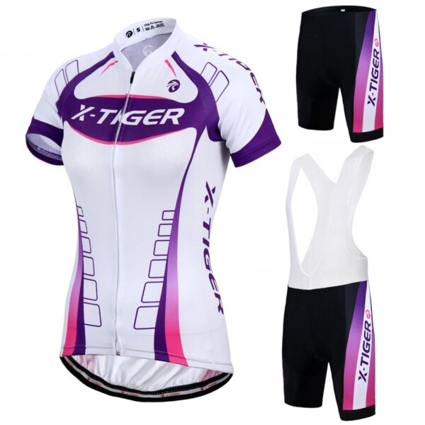 X-tiger-Conjunto de Ciclismo para mujer, traje corto de triatlón, camisetas de Ciclismo para mujer, pantalones cortos con almohadilla de Gel, Ropa de Ciclismo