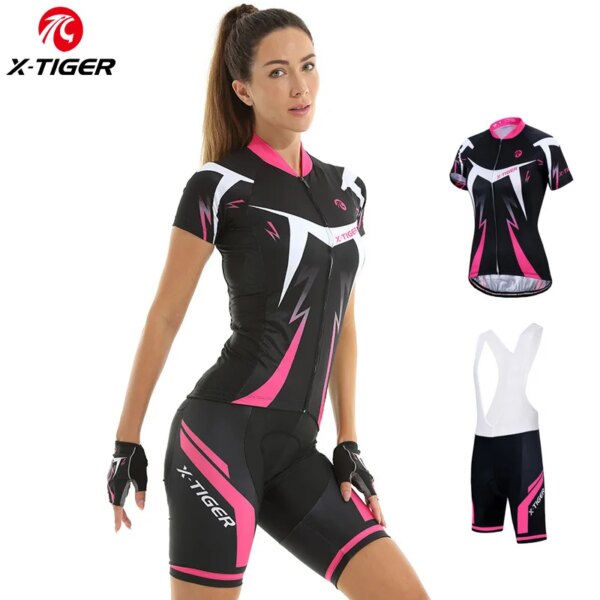 Conjunto de ciclismo x-tiger para mujer, traje de manga corta de verano, ropa de bicicleta Anti-UV, Jersey de secado rápido, ropa de bicicleta de montaña para mujer