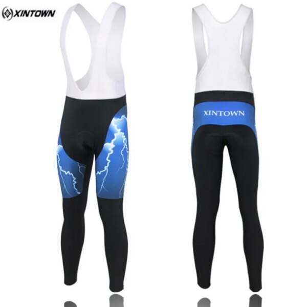 XINTOWN pantalones azules para bicicleta, pantalones de Ciclismo para hombre, Ropa de Ciclismo de invierno, pantalones ajustados acolchados 3D de Gel, Ropa larga para bicicleta