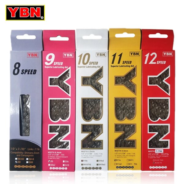 YBN Cadenas de Bicicleta MTB Mountain Road Bike Chians Cadena de Bicicleta Hueca de 11 velocidades 116 eslabones Plata S11S para m7000 XT