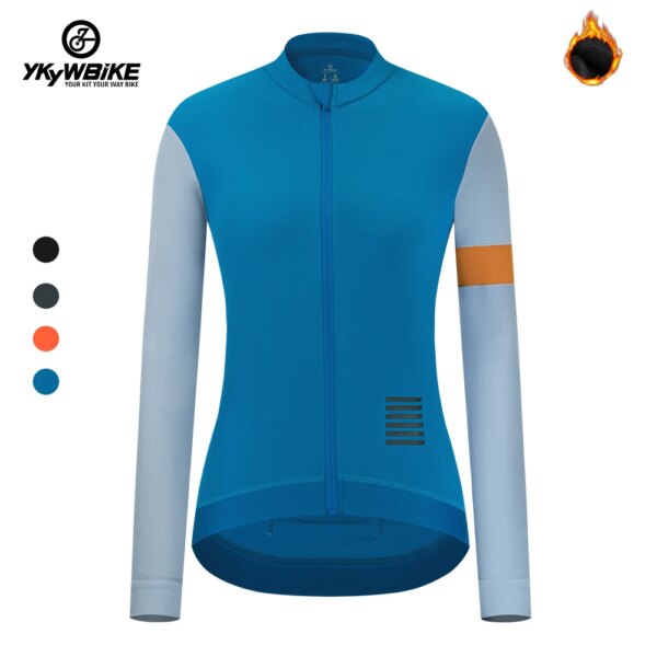 YKYW Chaqueta térmica cortavientos para mujer, camiseta de ciclismo de manga larga para equipo profesional, Maillot para bicicleta MTB, ropa para bicicleta