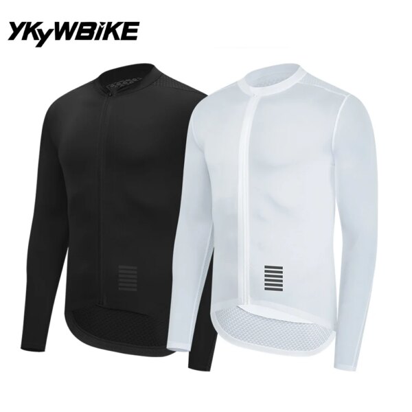 YKYWBIKE Jersey de Ciclismo para Hombre Manga Larga Verano Primavera Bicicleta Jersey Largo Ropa de Bicicleta de Carretera Equipo Profesional Ropa de Ciclismo