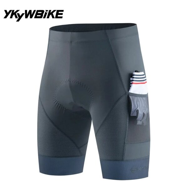 YKYWBIKE Pantalones cortos de ciclismo para hombre, pantalones cortos de bicicleta con 2 bolsillos, pantalones cortos de verano para bicicleta de carretera, pantalones cortos acolchados 3D a prueba de golpes, ropa de montar