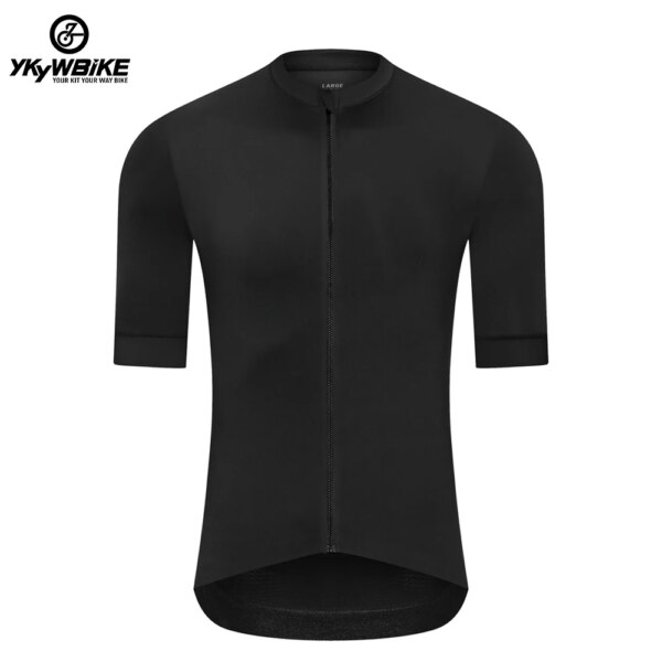 YKYWBIKE Jersey de Ciclismo de Verano Transpirable Equipo Racing Sport Bicicleta Jersey Ropa de Ciclismo para Hombre Jersey de Bicicleta Corta Negro