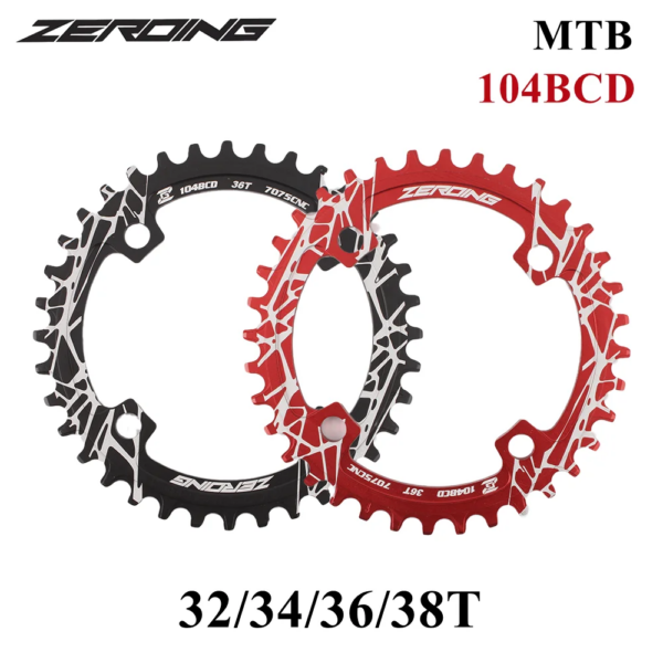 ZEROING MTB 104BCD platos corona piñón dientes disco 32 34 36 38T piñón de bielas rueda de cadena ancha estrecha piezas de bicicleta MTB