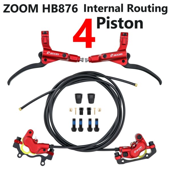 ZOOM HB876 MTB freno de disco hidráulico de 4 pistones frenos de enrutamiento interno Cable interno 950/1850mm para bicicleta XC AM DH