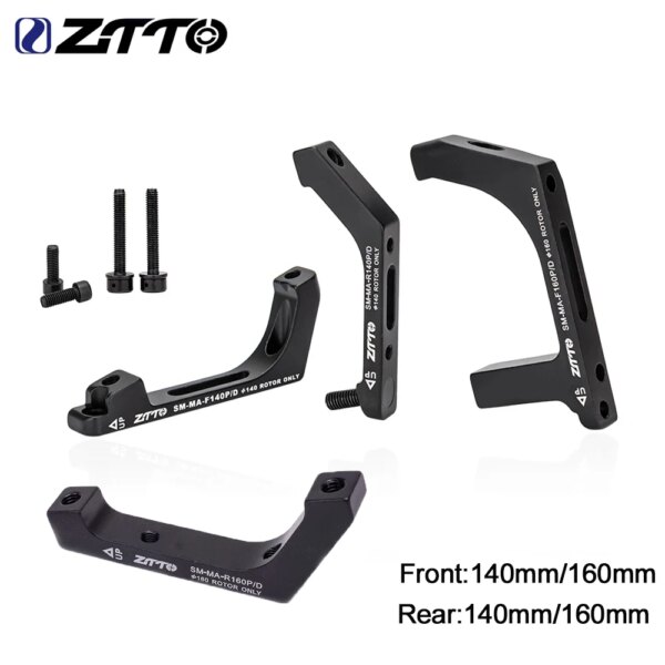 ZTTO-Adaptador de Rotor de freno de disco delantero y trasero, 1 par, 140mm, 160mm, para pinza de montaje de poste de bicicleta de montaña y carretera, adaptador de montaje plano con pernos M5