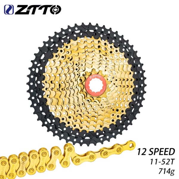 ZTTO 12v Casstte K7 12 velocidades 11-52T para bicicleta de montaña rueda libre bicicleta de montaña 12 S piñón dorado actual piezas de ciclismo