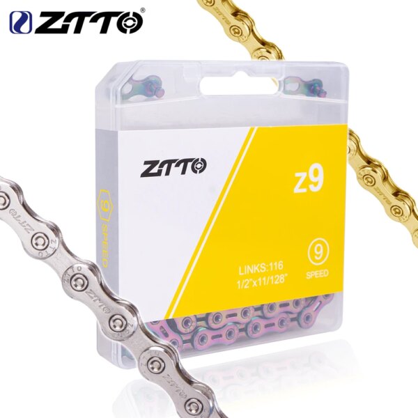 ZTTO-cadenas para bicicleta de 9 velocidades, 116 eslabones, 9 S, cadena para bicicleta de montaña y carretera con conector mágico faltante, 9 velocidades, 21s