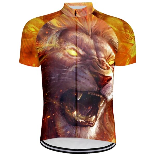 Lion-Camiseta de ciclismo para hombre, camiseta transpirable de manga corta de secado rápido para montar en bicicleta con 3 bolsillos traseros, ropa de ciclismo 2021