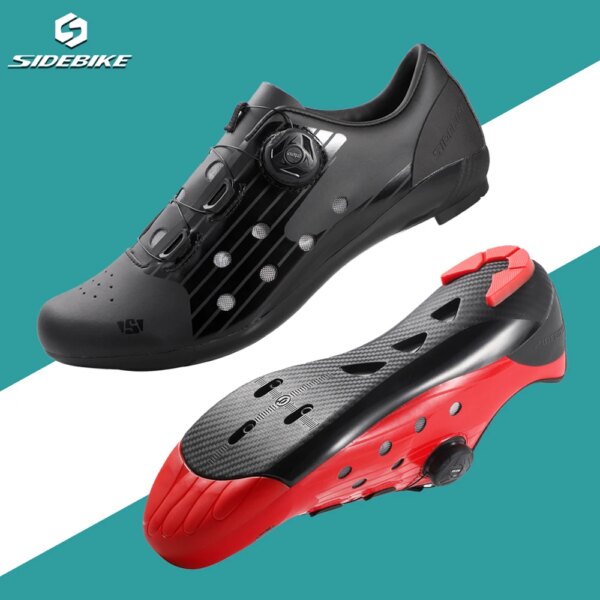 Zapatos de ciclismo sidebike para hombre, zapatillas profesionales con autosujeción, tacos de ventilación, zapatos de bicicleta de carretera compatibles con SPD