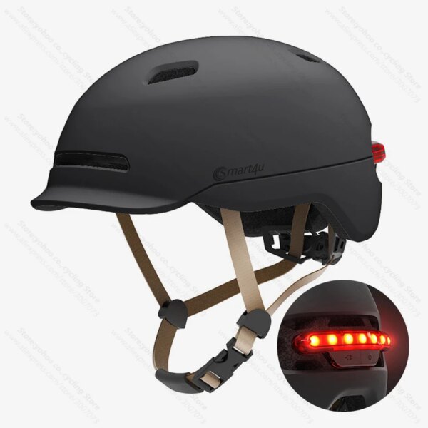 Casco de ciclismo smart4u con luz trasera led, casco de bicicleta eléctrica de carretera para hombres/mujeres, casco de bicicleta urbano de ciudad, luz de freno IPX4