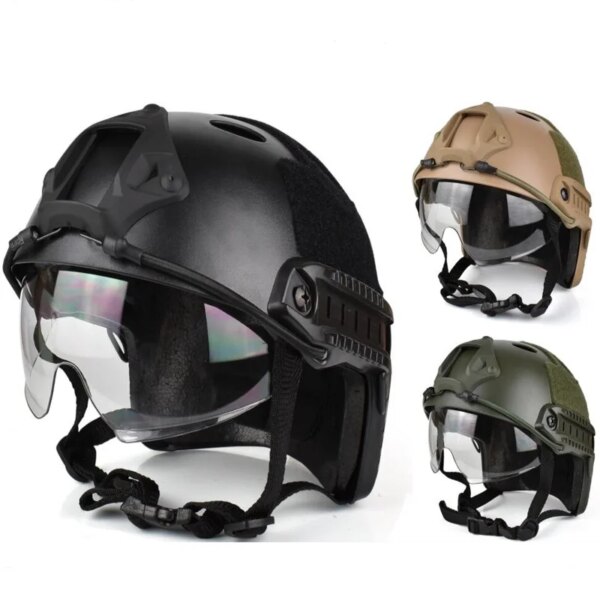 Zlangsports FAST PJ casco táctico militar Airsoft con gafas para exteriores Painball CS SWAT equipo de protección para montar